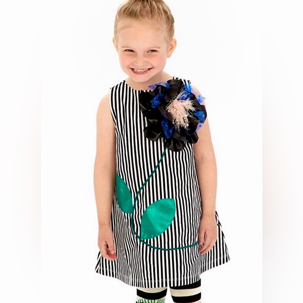 ♥️Girl "Fabulous Frida" Big Flower Dress, Girls Party Dress 4T, 100% viscose